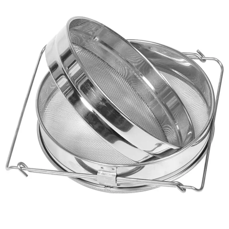 Stainless Steel Honey Strainer Double Sieve Honey Fragment Strainer Honey Extraction Equipment For 5 Gallon Bucket Honey-[A22I S