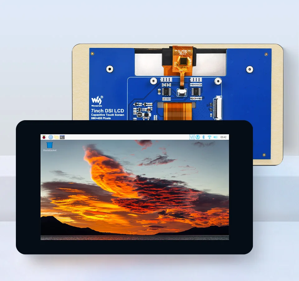 LCD DSI de 7 pulgadas (B), pantalla táctil capacitiva de 7 pulgadas, interfaz DSI, pantalla IPS, 800 × 480, táctil de 5 puntos, con estuche (opcional)