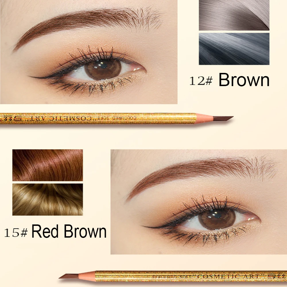 5 Color Microblading Eyebrow Pen Waterproof Permanent Makeup Eye brow Pencil Positioning Lip Dark Brown Gray Black Red Brown