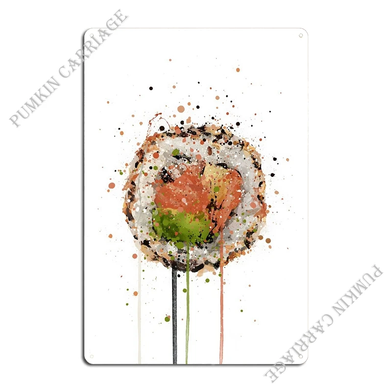 Salmon Uramaki Sushi Metal Sign Wall Mural Cinema Pub Cinema Tin Sign Poster