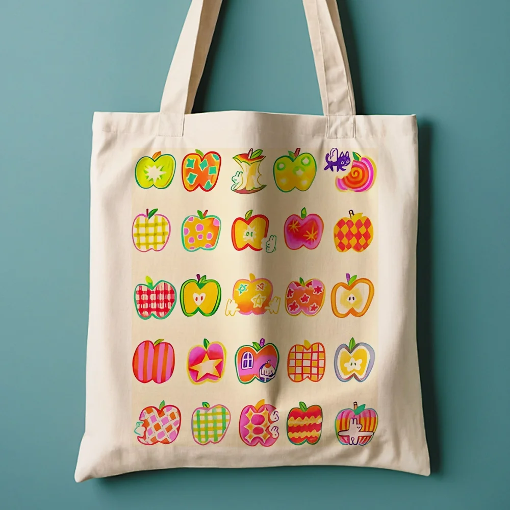 1pc of a Reusable Grocery Bag Featuring an Apple Design, Measuring 13.8 by 40.13 cm. It'S a Fashionable Shopping Bag Suitable fo