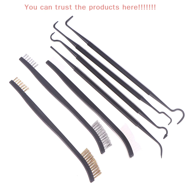 

7Pcs Outdoor Rifle Cleaning Kit/ 3Pcs Brush/ 4Pcs Pick Auto Parts Brush Mechanical Brush Camping Accessories Cleaning Tool