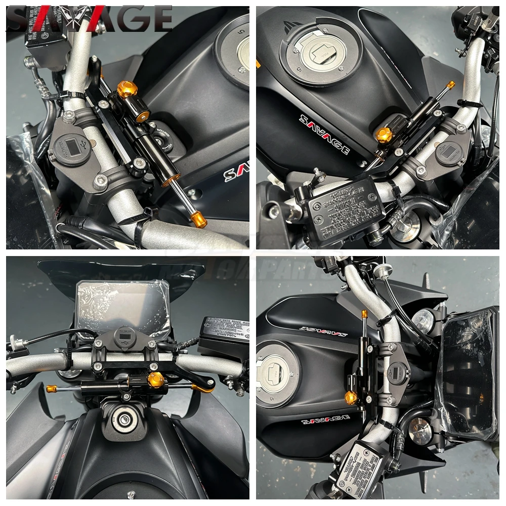 MT-07 Steering Stabilizer Reversed Bracket Mount For Yamaha MT07 MT-07 Y-AMT 2025 Motorcycle Linear Reverse Safety Absorber Kit