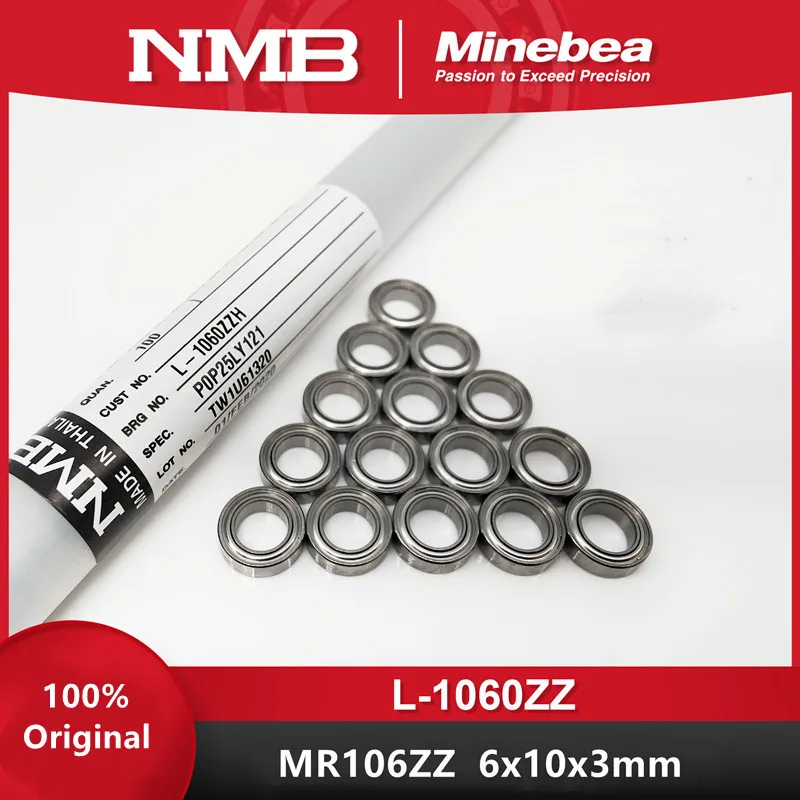 

Original NMB Minebea bearing L-1060ZZ 6x10x3mm MR106ZZ miniature ball bearing 1060 MR106 MR106Z 6*10*3 mm 676ZZ