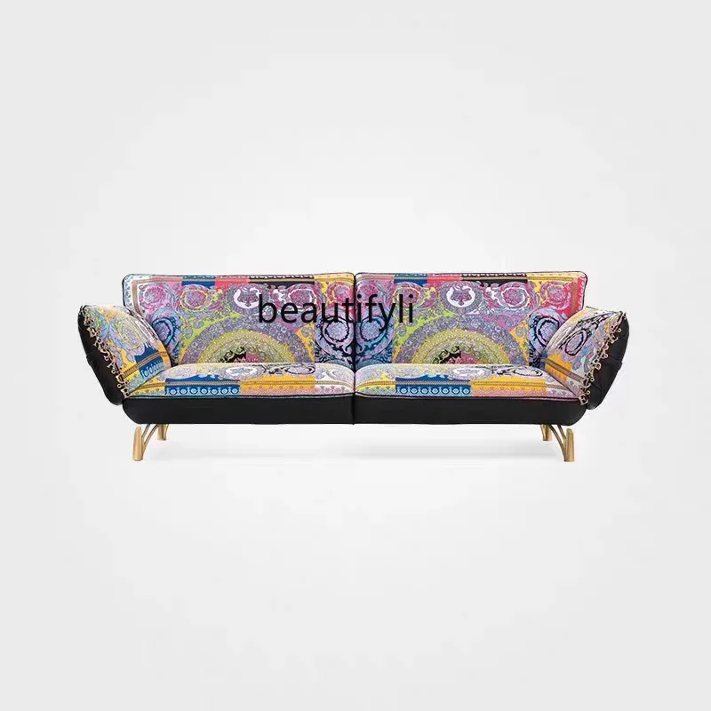 

Italian light luxury, simple and high-end, product printed sofa villa living room reception sofa