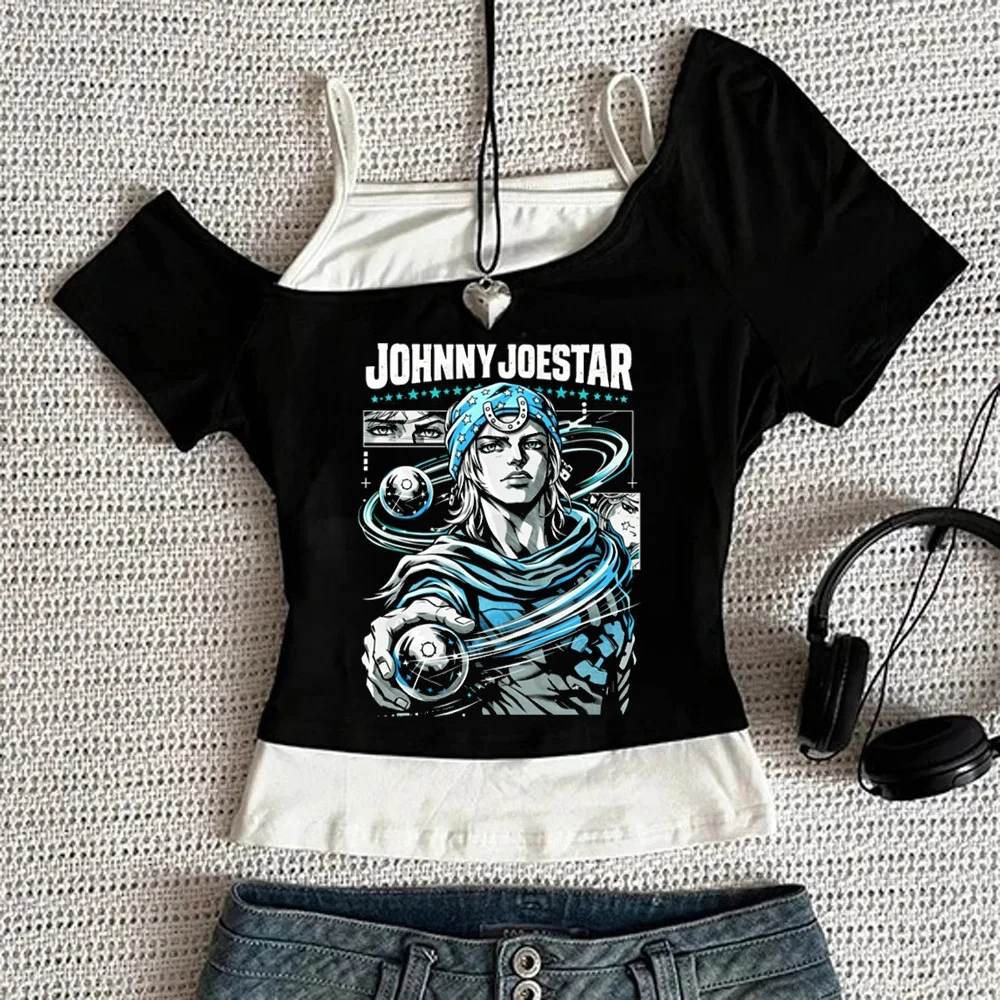 Jojo's Bizarre Adventure crop top ladies meme japanese baddie manga tshirt gyaru cutecore kawaii vintage 2000s