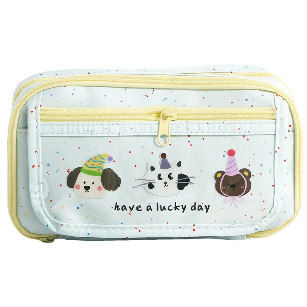 

Large Capacity Cartoon Pencil Case Cosmetics Storage Animal Bear Dog Stationery Storage Bag Zipper 9 Multi Layers Makeup Bag