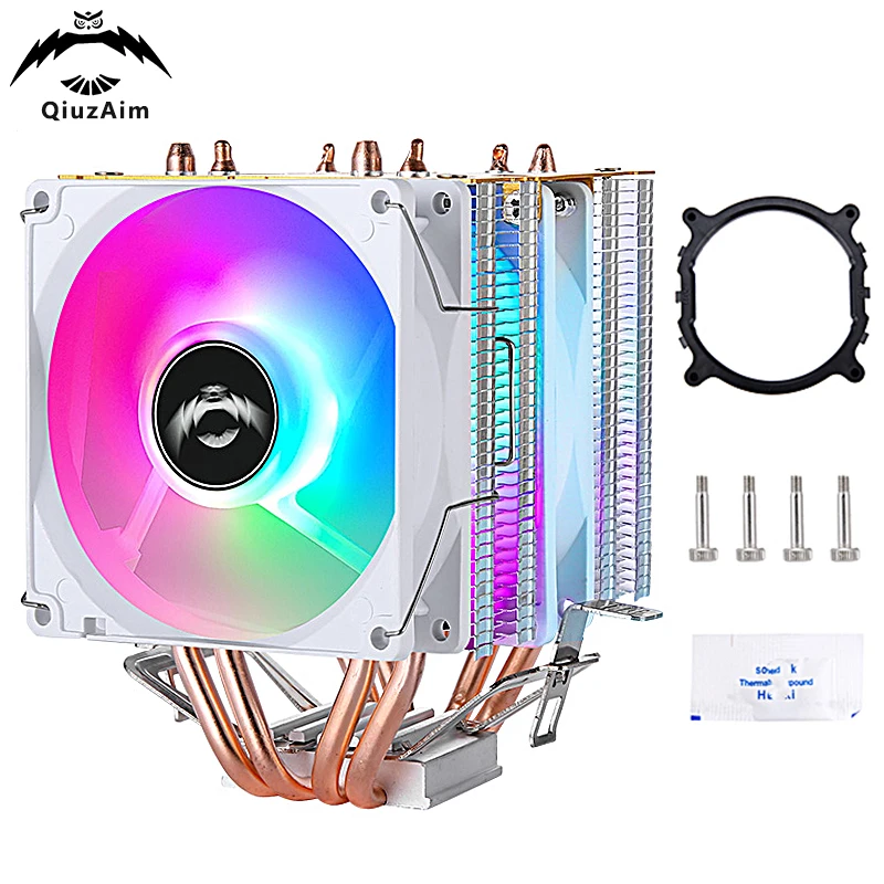 

QiuzAim Computer Cooler Twin Towers 4 Heat Pipe Air-Cooled CPU Cooling 90mm Fan Installing LGA2011 x79 x99 E5 2066 2099 am4 am5