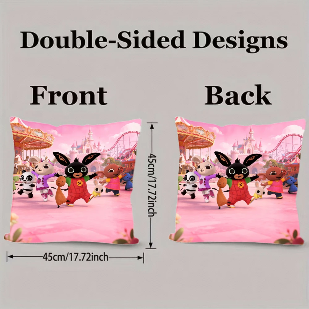Короткая плюшевая наволочка с рисунком аниме B-Bing Rabbit, наволочка с двусторонним принтом, застежка-молния, диван, вечерние, домашний декор