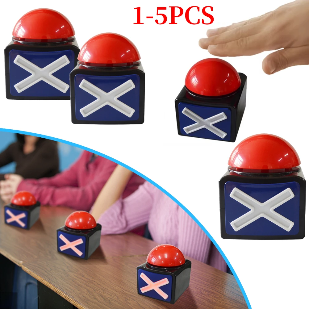 1-5PCS Red Answer Buzzer Alarm Button Box with Sound and Light Play Buzz Button Contest Answer Buttons for Game Show/ Party