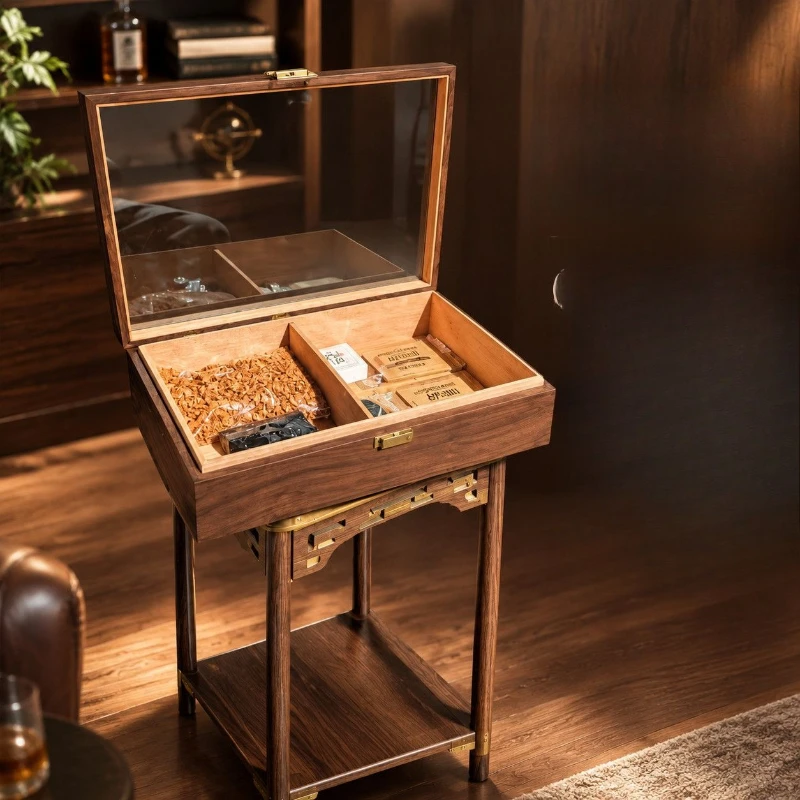 Cigar Box Cedar Wooden Box Cigar Moisturizer Large Capacity Eggplant Box Professional Sealed Cigar Maintenance