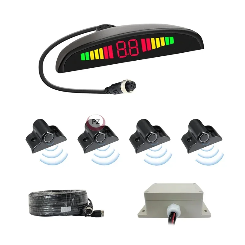 12V-24V Vehicle Smart Parking Sensor LED Display 4 Radar Detector BIBI Alarm LED Radar Detection for forklift trailer