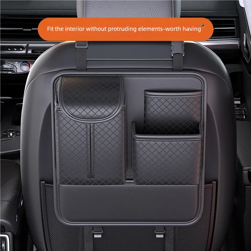 JFBONIN Gesteppter Auto-Rücksitz-Organizer Aufbewahrungstasche mit Hoher Kapazität Mehrfach-Taschen Taschentuchbox-Halter Autozubehör-System