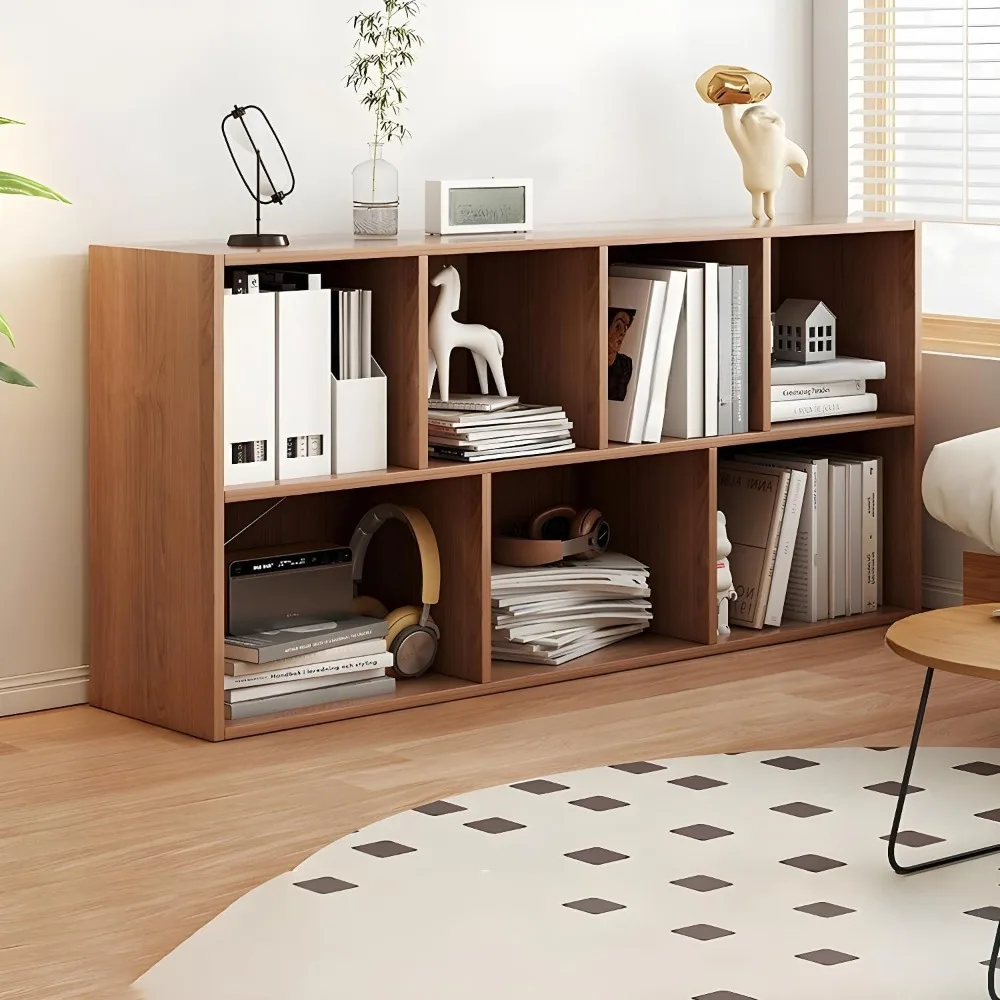 خزانة كتب حديثة مكعبة مع ظهر مغلق وأرفف متعددة الطبقات لتخزين المنزل والمكتب والدراسة والمكتبة