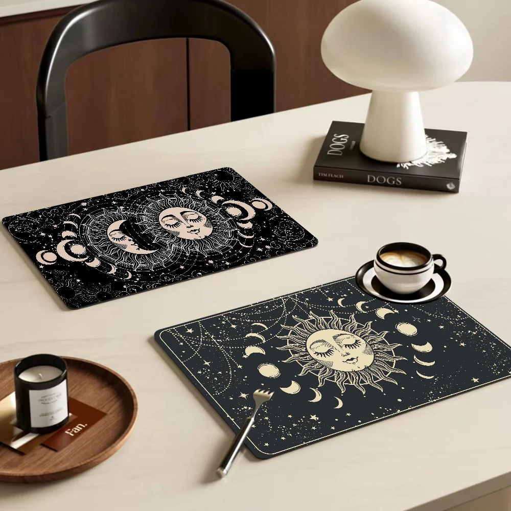 Witches Moon Tarot Mystery Totem Super Absorbent Coffee Mat Dish Draining Mat Large Kitchen Drying Mat Quick Dry Bathroom Pad