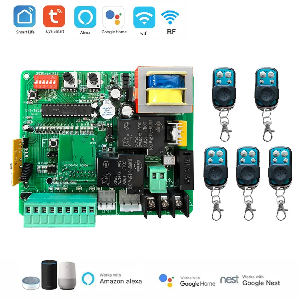 220V-230V AC Tuya Wifi mobiele besturing schuifpoort opener motor controller printplaat moederbord 433mhz afstandsbediening