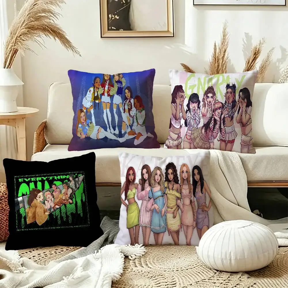 KPOP-KATSEYE Singer Personalized picture text home decorative pillows Household Gifts 45x45cm