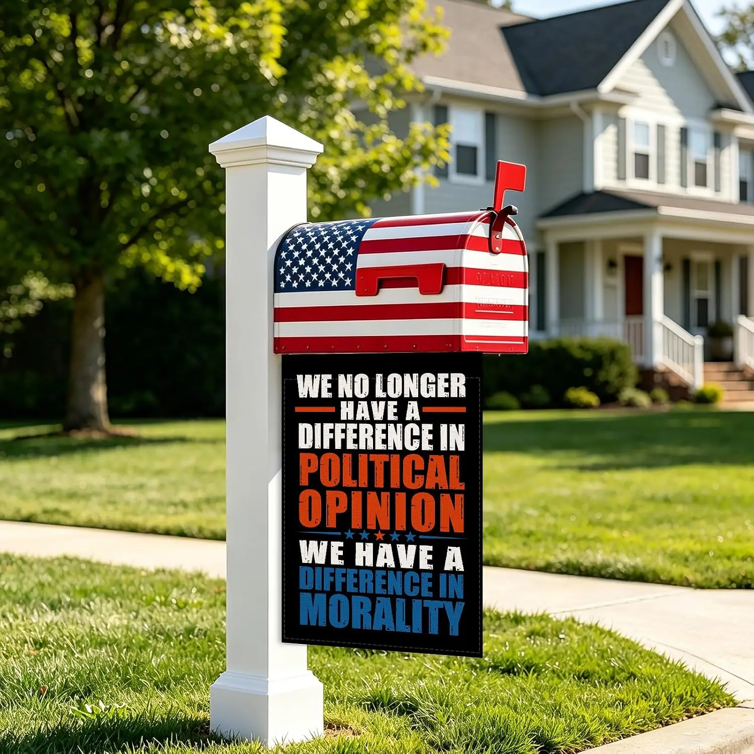We No Longer Have A Difference In Political Opinion We Have A Difference In Morality Garden Flag 12x18 Inch Double Sided Bur kkz