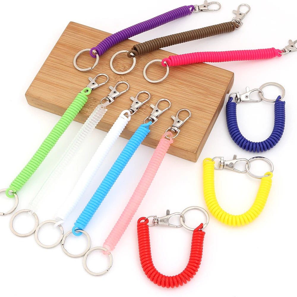 5 Stück EVA Dehnbarer Elastischer Einziehbarer Schlüsselanhänger Handgelenk-Spiralfeder-Stretch-Lanyard Schlüsselkette Diebstahlsicherer Schlüsselhalter – Detail 6