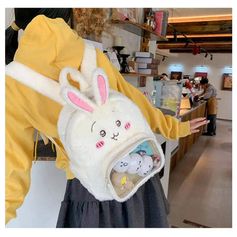 New Girl Boy Velvet Backpack Cute Cartoon Doll Bag Large Capacity Kawaii Cartoon Student School Bag Female Anime Figure