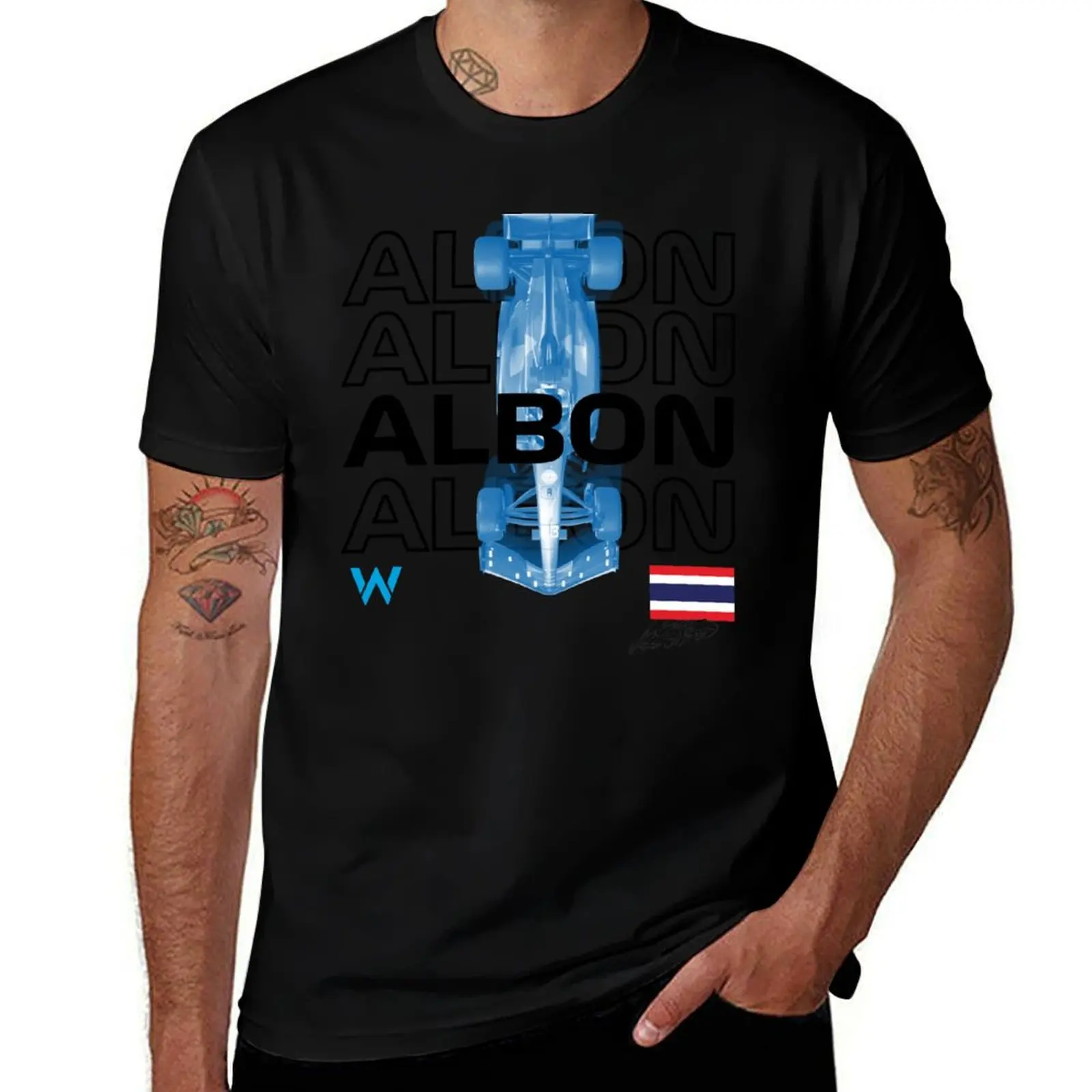 

Alex Albon Williams F1 Driver livery T-Shirt summer 2025 funny costumes heavyweights plain black t shirts men