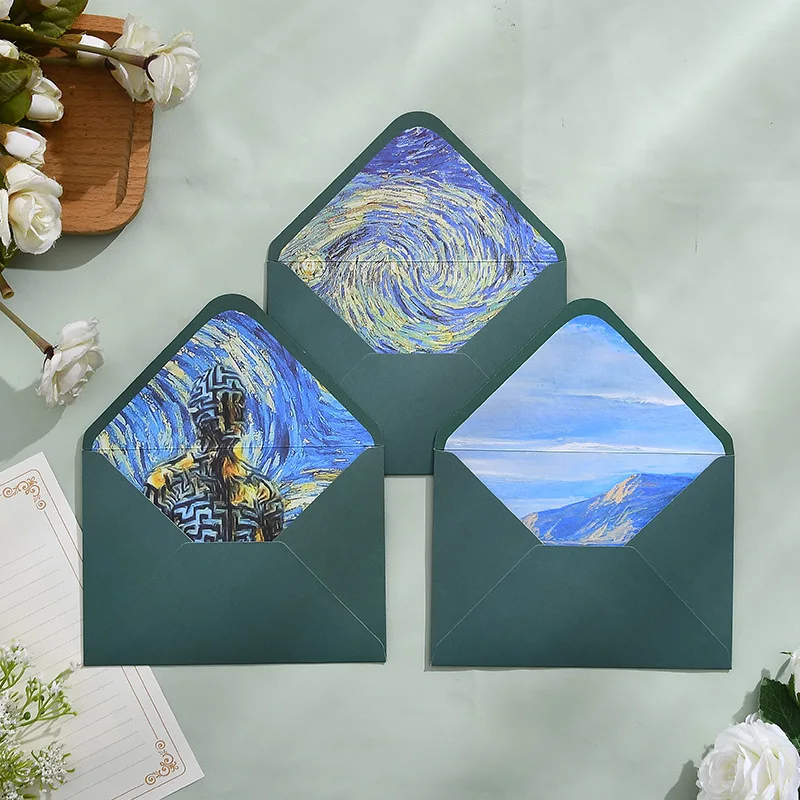 

50pcs/lot 17.5X12.5CM Vintage Envelope Classic Van Gogh Oil Painting and Plant Artistic Envelopes for Letters Wedding Invitation