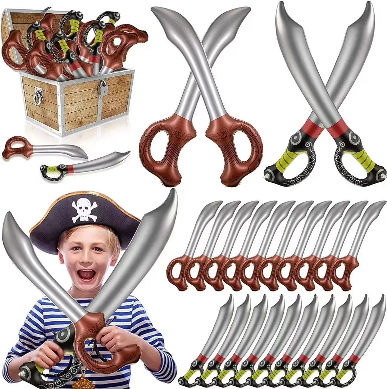 Pirate Sword Knife Balloon Inflatable Toys PVC Air Baloon Birthday Party Decorations Kids Halloween Childrens Boys Gifts