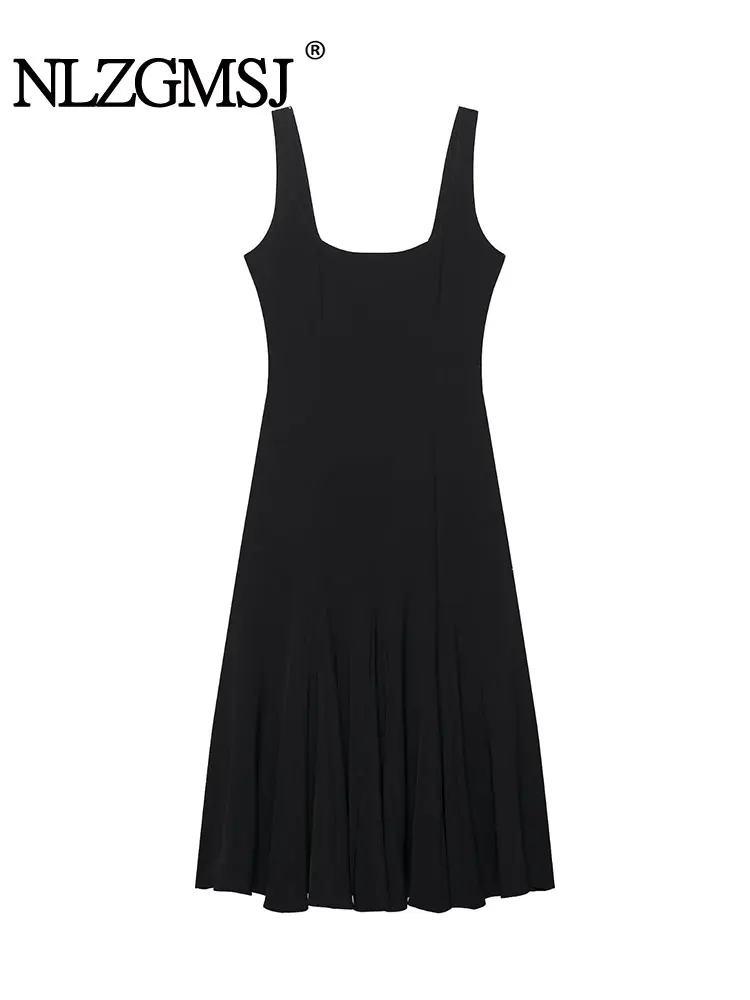 봄 우아하고 세련된 여성 드레스 솔리드 캐미 슬리브리스 스트레이트 롱 베스티도스 신상 패션 2025 여름 드레스