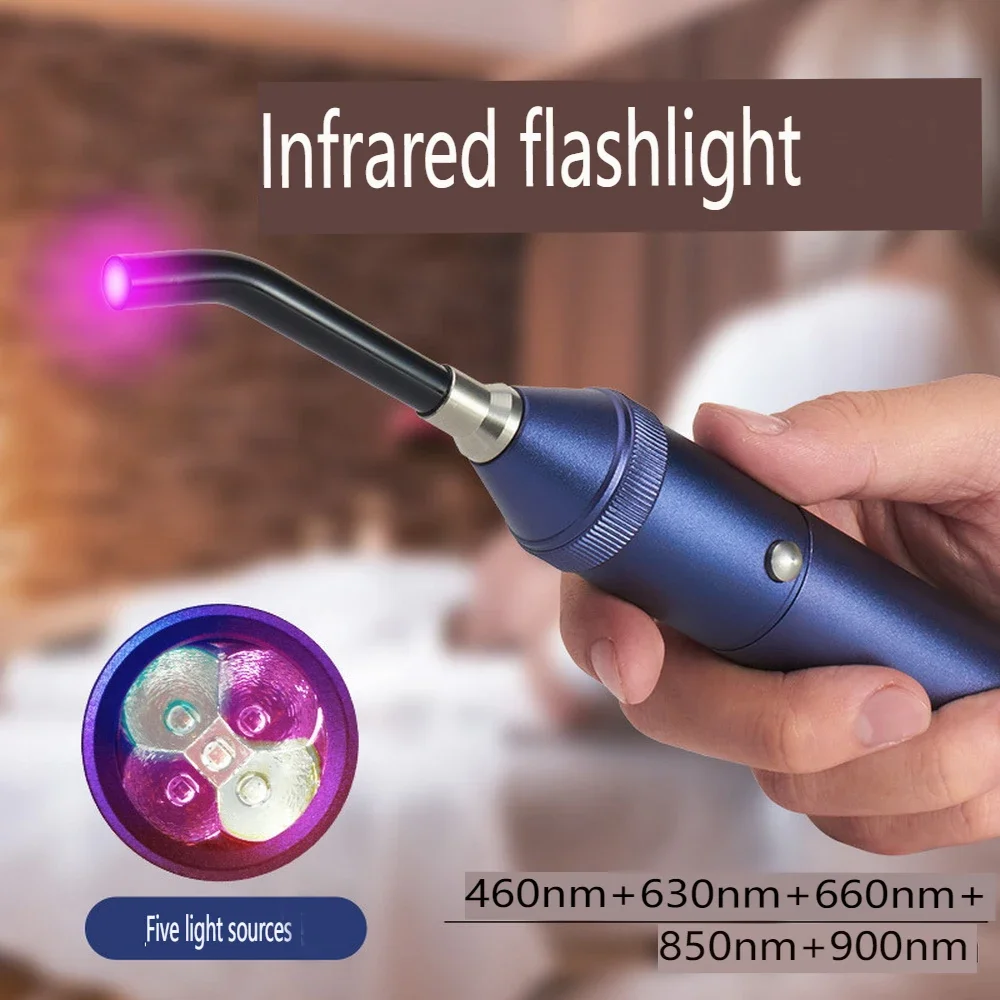 

Red Blue Light LED Physiotherapy Flashlight Canker Sore Treatment Device Infrared Light Therapy Wand Mouth Lip Skin Care