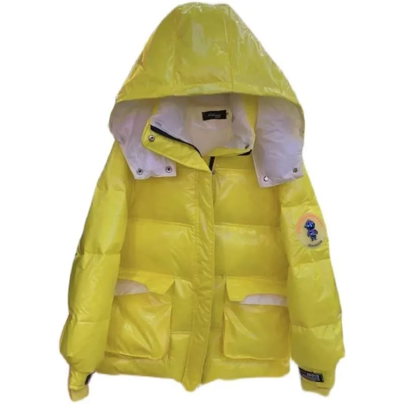 

Thickened Winter New Robot Villain Down Cotton Coat Women's Loose Hooded Contrasting Color Foreign Gas Cotton Coat Antifouling