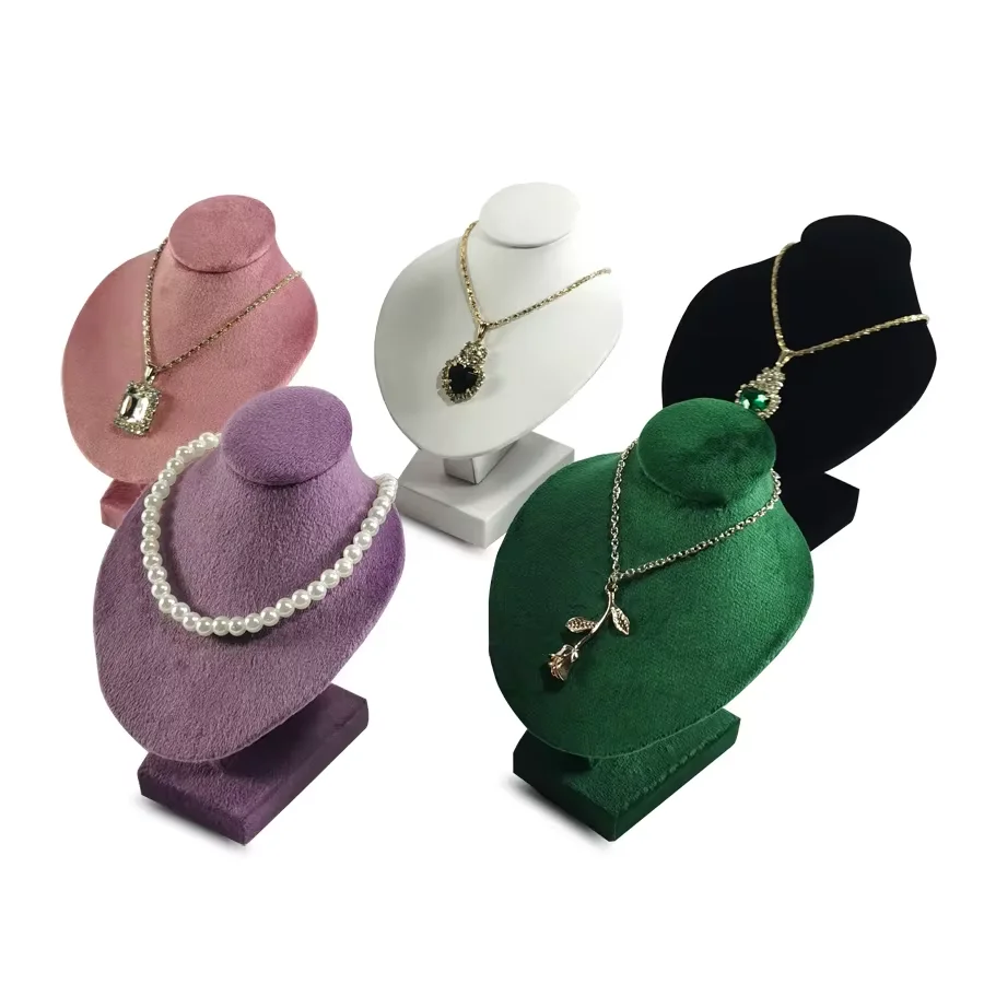 High Quality Velvet Or PU Mini Portrait Necklace Display Props Mannequin Jewelry Pendant Necklace Storage Props