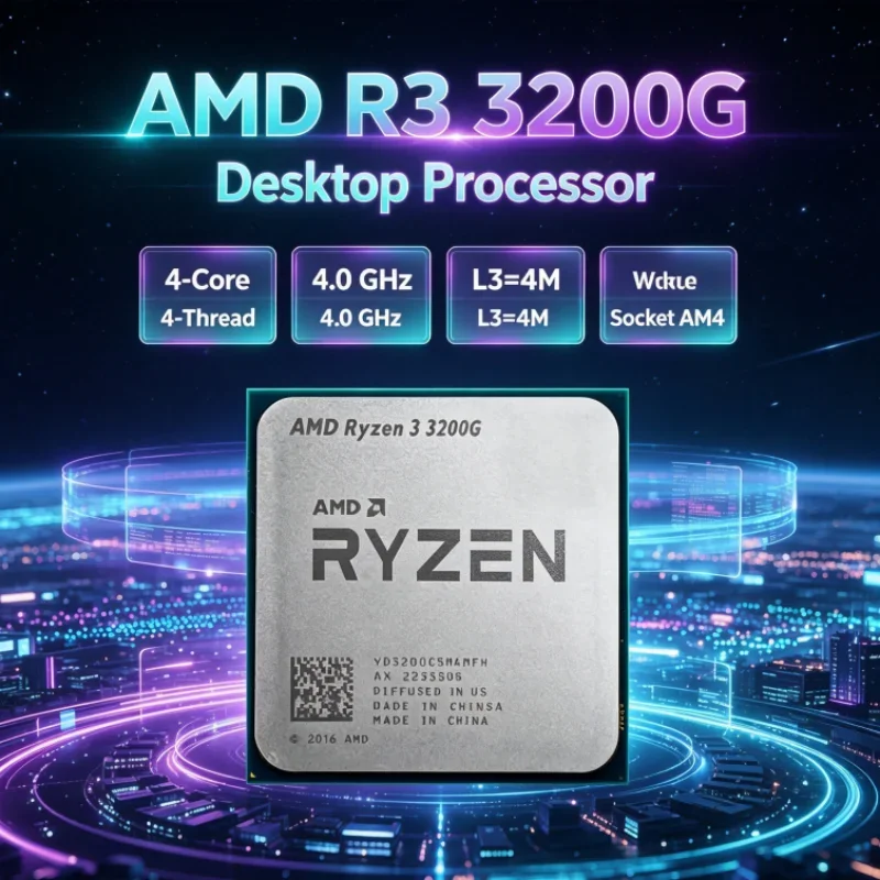 AMD Ryzen 3 3200G APU Socket AM4 65W L3=4M DDR4 4.0 GHz Processor R3 3200G 4-Core 4-Thread