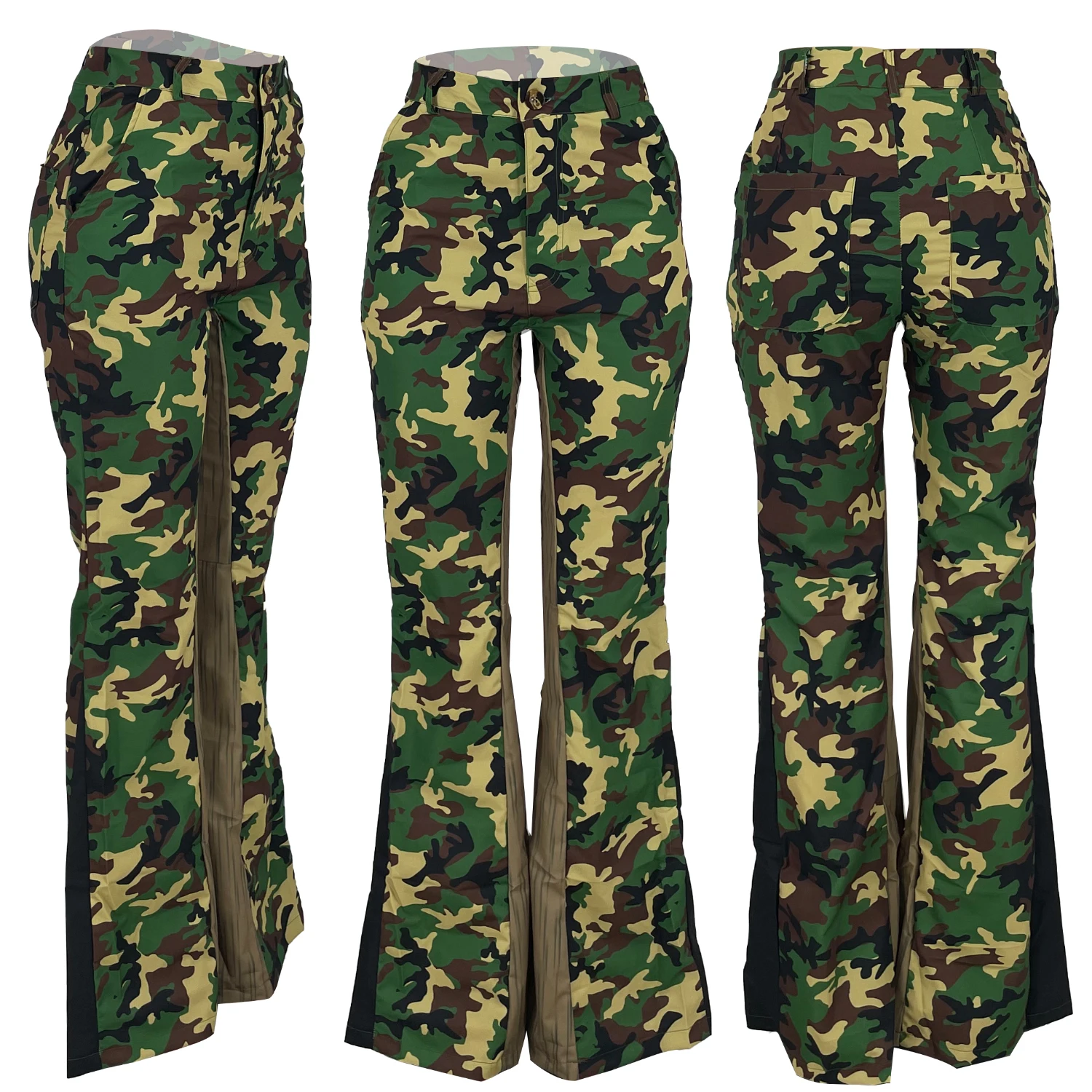 High Waist Camo Flared Pants Women\'s Sexy Harajuku Streetwear New Summer Casual Fashion Cargo Pants Retro Sports Trousers