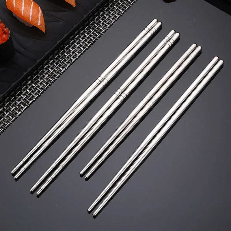 1 Pair Stainless Steel Non-Slip Chopstick 304/201  Metal Chopstick Sushi Sticks Korean Japanese Food Chinese Chopsticks Kitchen