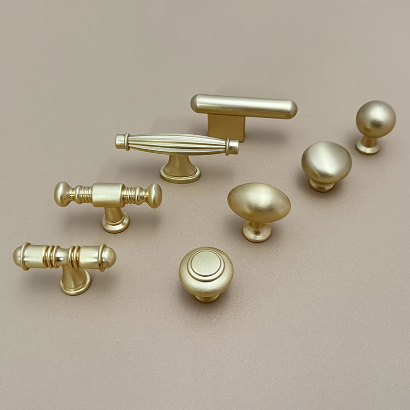 Brass Color French Vintage Style Furniture Handle Wardrobe Cabinet Pulls Dresser Drawer European Hardware
