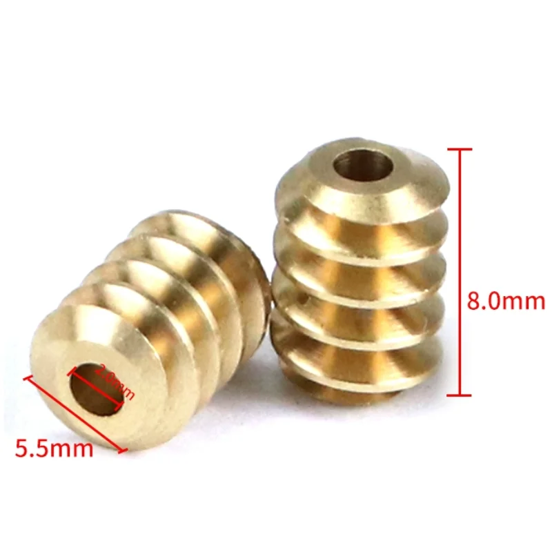 10PCS/LOT M0.5*8 JGY370 Motor Output Turbine 0.5M Motor Shaft Worm Gear 2mm Pure Copper Turbine