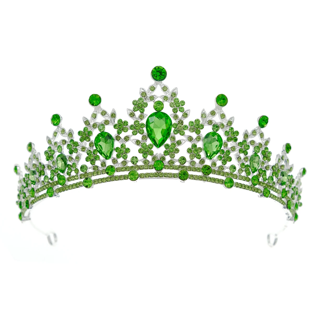 Couronne de mariée verte scintillante, cristal Baroque, diadème de Performance pour enfants, lames en alliage, strass, bandeau pour cheveux, couvre-chef
