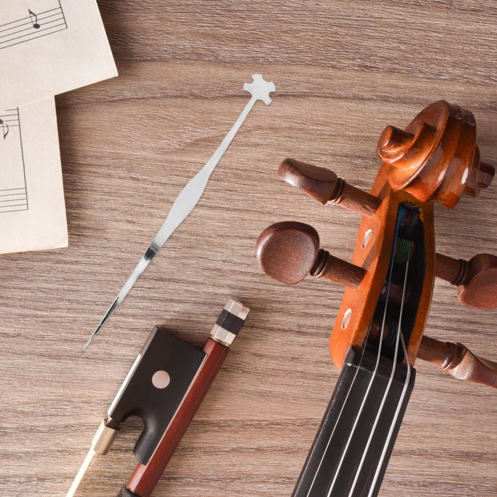

Silver Violin Soundpost Installation Tool Precise Adjustment Hook Durable Cello String Instrument Repair Kit Easy Setup Enhances