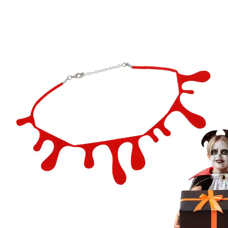 Halloween Bloody Necklace Realistic Spooky Dripping Blood Necklace Vampire Costume Accessories For Party Festival decor props