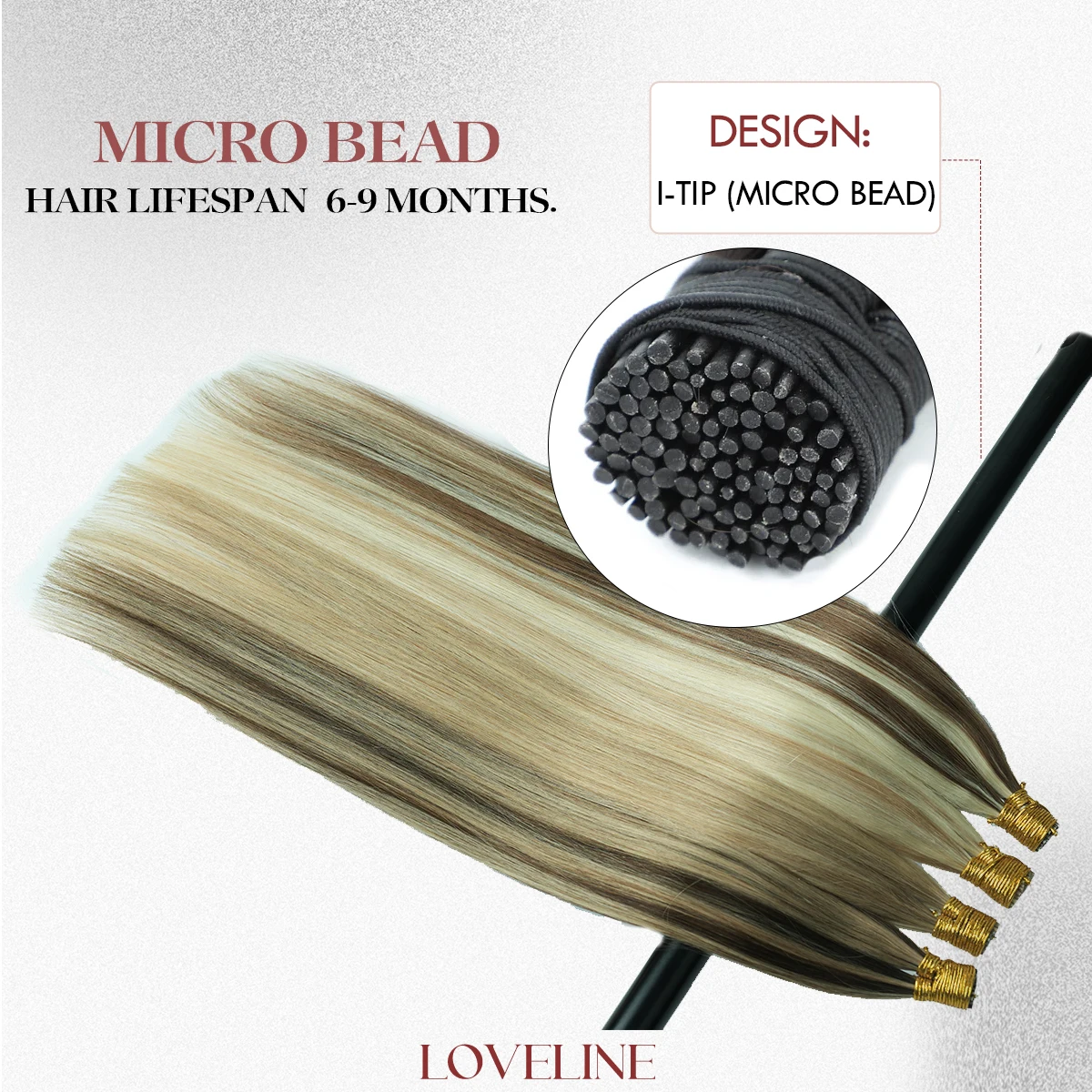 Loveline I تلميح وصلات شعر شعر الإنسان الساخن الانصهار عذراء تمديدات شعر ريمي 15A الكيراتين كبسولة براون شقراء صالون العرض