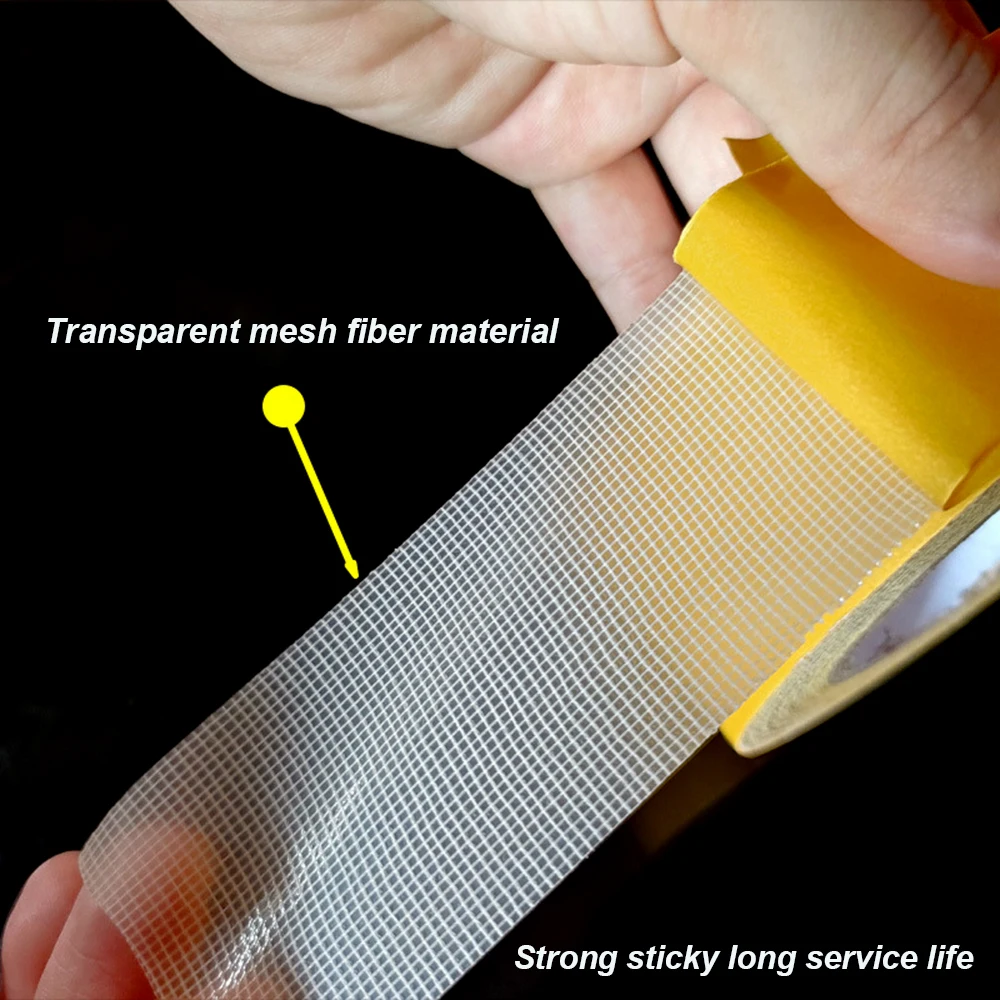 Strong Double Sided Cloth Base Tape Translucent Mesh Waterproof Super Traceless High Viscosity Carpet Adhesive Grid Sticky Tape