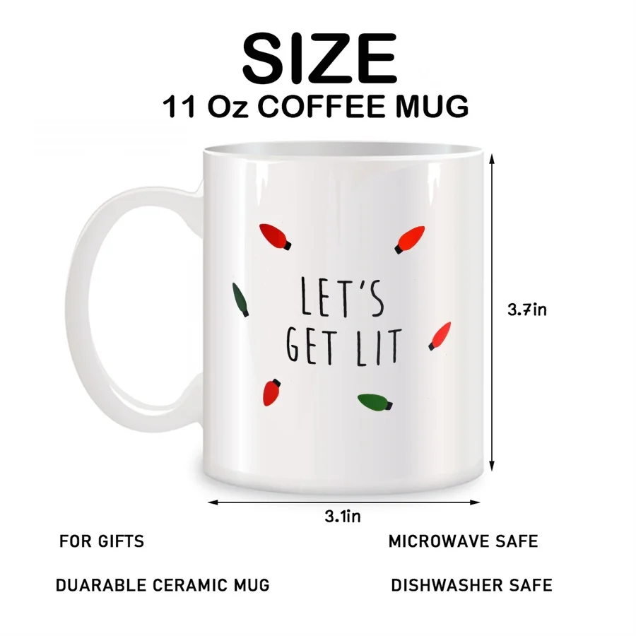 Lets Get Lit Coffee Mugs For Women Men Mom Dad Birthday Novelty Coffee Ceramic Tea Cups White 11 oz