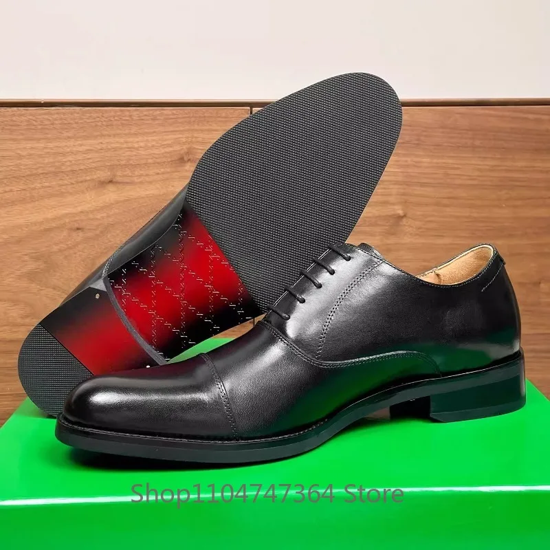 British High End Fashion Business Oxford Shoes Men Dress Wedding Groom Genuine Leather Office Casual Leather Shoes Male Black