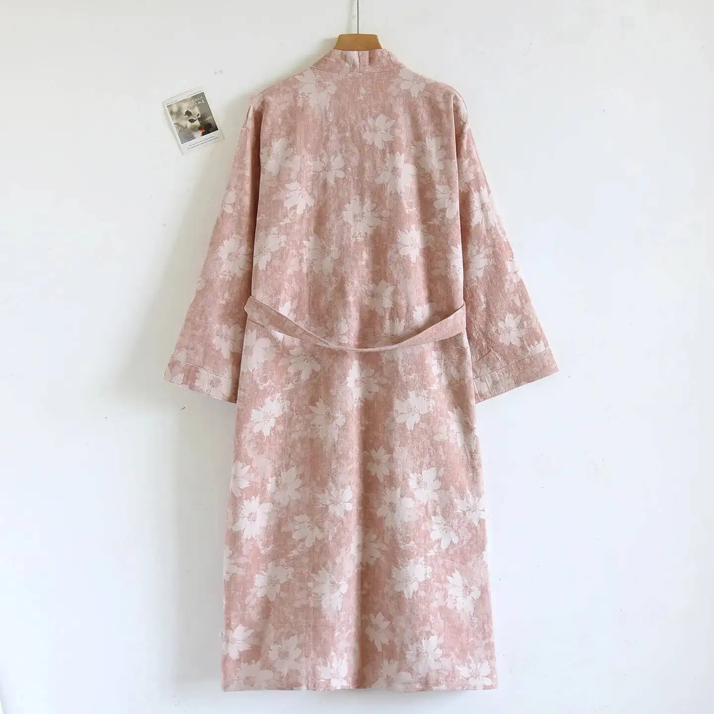 

Весенние и осенние халаты для женщин, тонкие свободные жаккардовые халаты большого размера с поясом, кимоно средней длины, одежда для сна, халаты юката