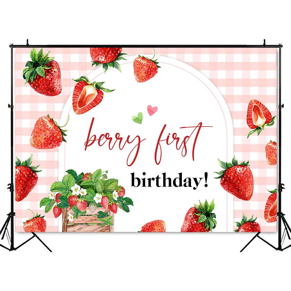 خلفية التصوير الفوتوغرافي لحزب الأميرة ، خلفية الفراولة وديزي ، 1st عيد ميلاد ، الوردي ، التوت المائية ، أول Bday موضوع