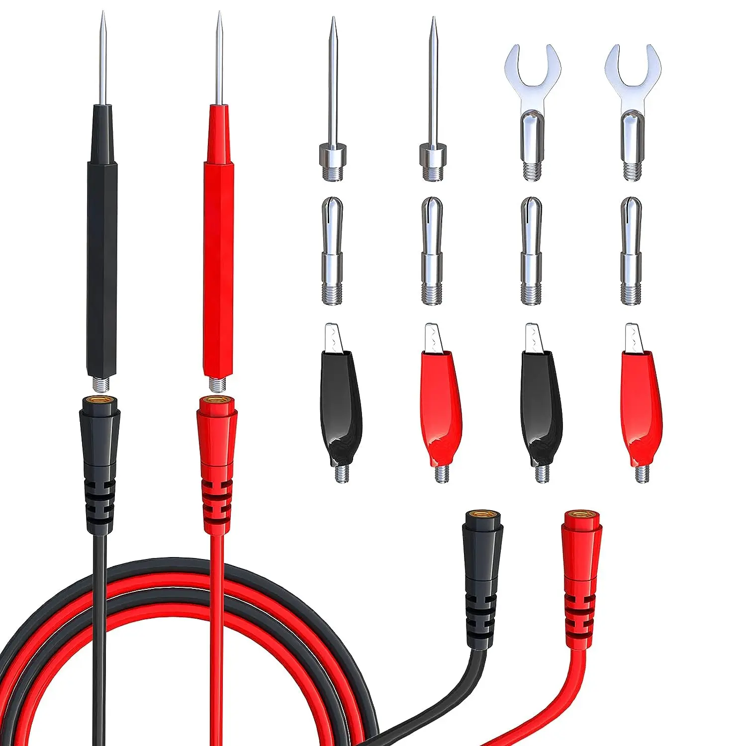 16PCS Multimeter Test Leads Kit Replacement Test Wire Set + Alligator Clips Banana Plugs Test Probes Banana Plugs for Multimeter