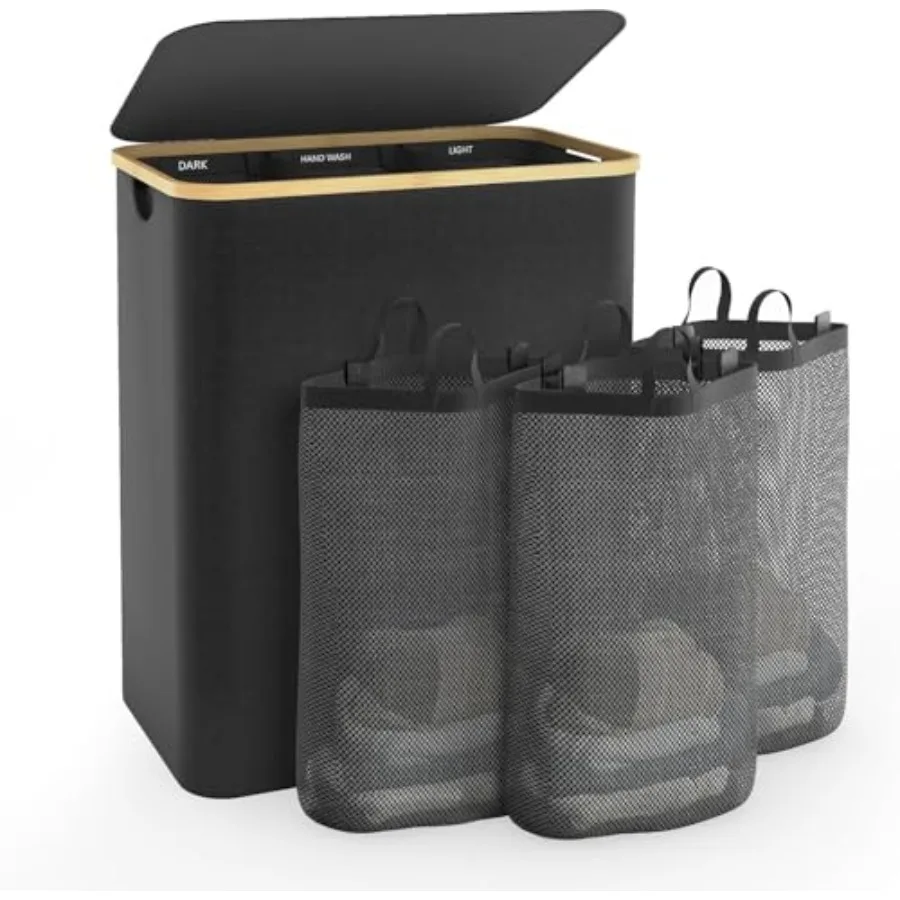 

Корзины для белья с крышкой, очень большие, 3-секционные, органайзеры для одежды с разделителями для спальни, прачечной, для грязного белья