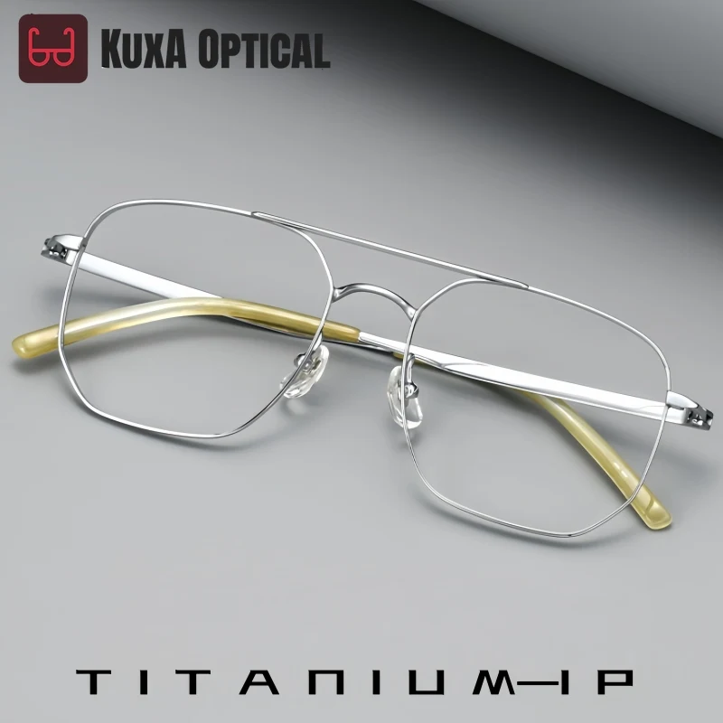

Очки XUKA Fashion Trend: Мужские пилотские очки из чистого титана, ультралегкие, гибкие, с двойной дужкой, высококачественная оправа