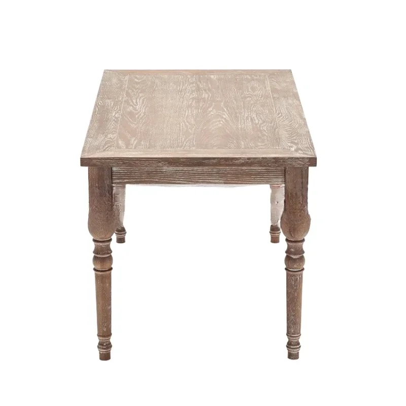 

American solid wood dining table furniture dining room log oak old weathered gray rectangular household dining table