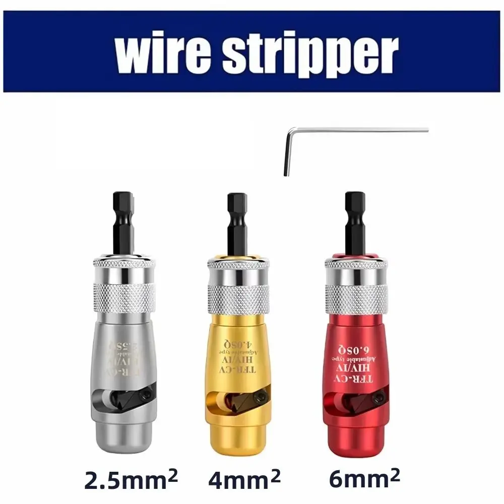 Professional Fast Stripping Wire Tool Quickly Stripping 2.5/4/6 Square Wire Cable Drill Wire Stripper Bit Kit High Strenth